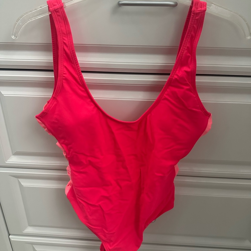 Vibrant Pink One-Piece Swimsuit with pink Bows on the side